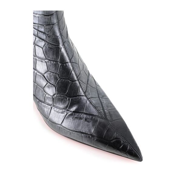 Christian Louboutin Condora Booty 55 Black Silver Croc Ali Ankle Heel Boot 38 - Picture 7 of 15